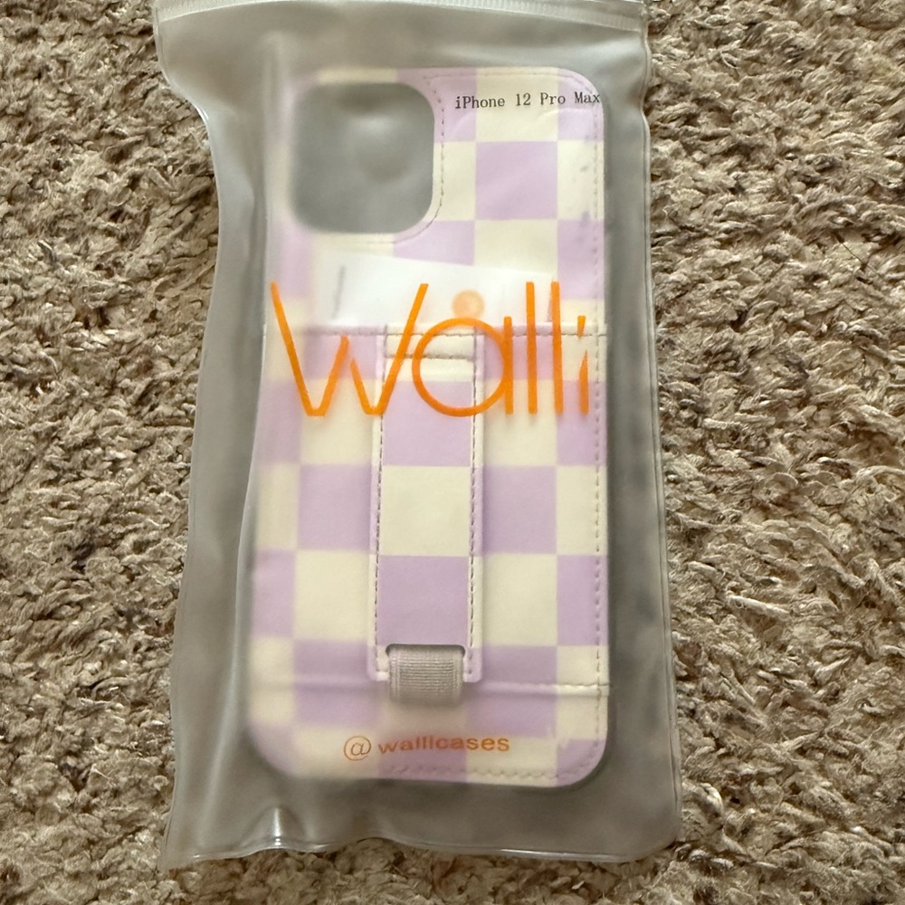 Purple Checkered iPhone Case with Built-in Strap